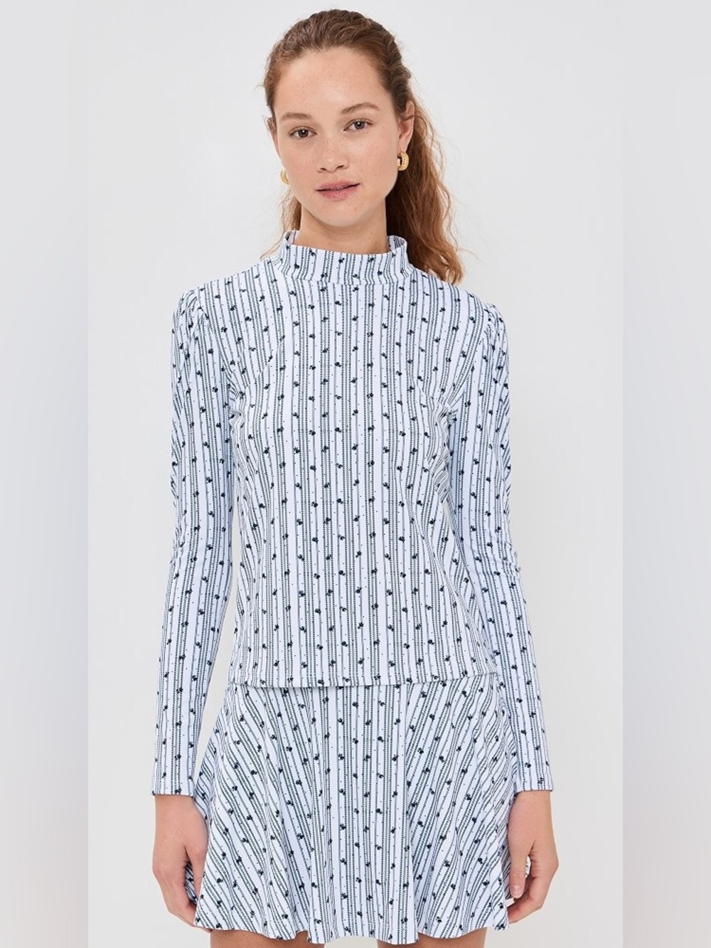 Byrdie Golf Social Wear Long Sleeve Park Top Navy White Floral XL